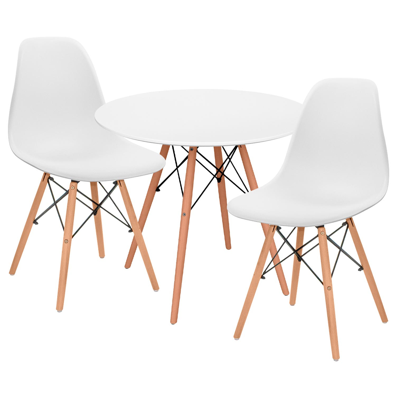 Conjunto Comedor Mesa Redonda Blanca y 2 Sillas Estilo Nórdico Astrid Thinia Home Conjuntos de Mesa y Sillas de Comedor 1